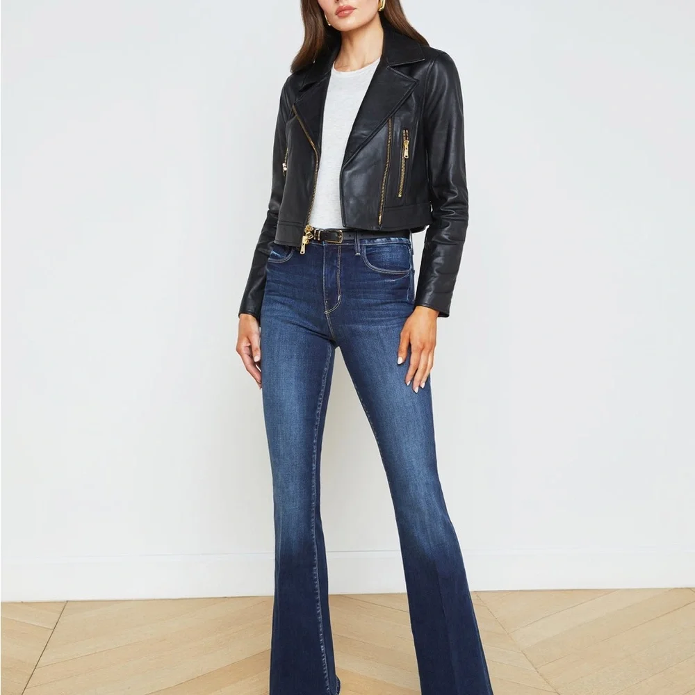 NWT L’Agence Black Medium 100% Lamb Leather Onna Biker Jacket $1395msrp - Picture 2 of 10
